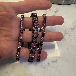 Elegant Pink Crystal Bracelet Set